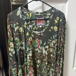 Johnny Was Floral and Leopard Print Women's Top
